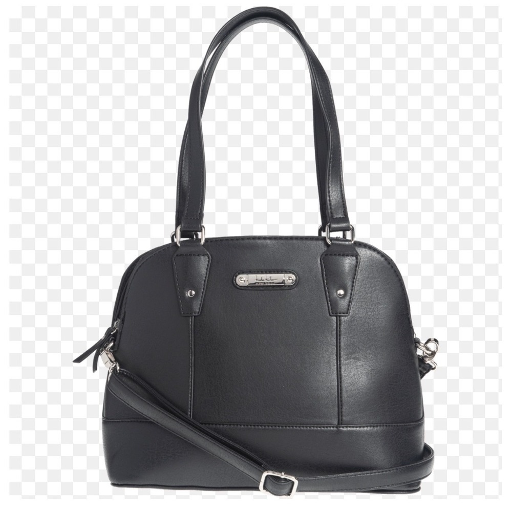 Nicole Miller New‎ York Black Dome Satchel Crossbody Bag Silver Hardware Mens